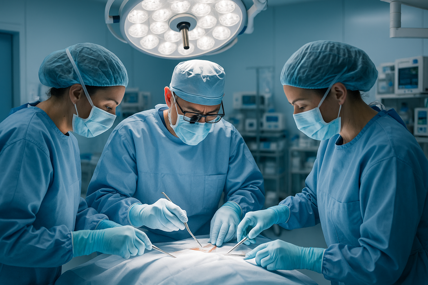 doctor and nurses in the middle of surgery